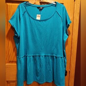 NWT Lands End Turquoise Short Sleeve Top
